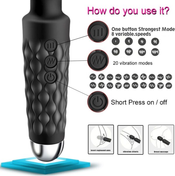 Multiple Use Full Body Powerful Vibrating Massager (Black) - Image 2