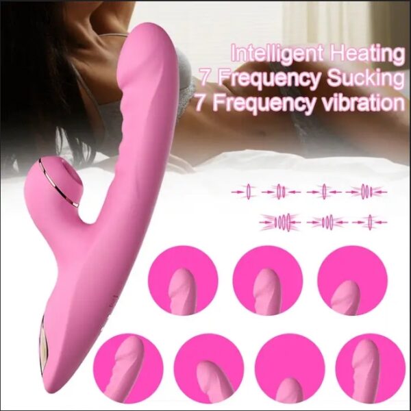 Smart Heating Vibrating Dildo with Clitral Sucking Stimulator - Image 2