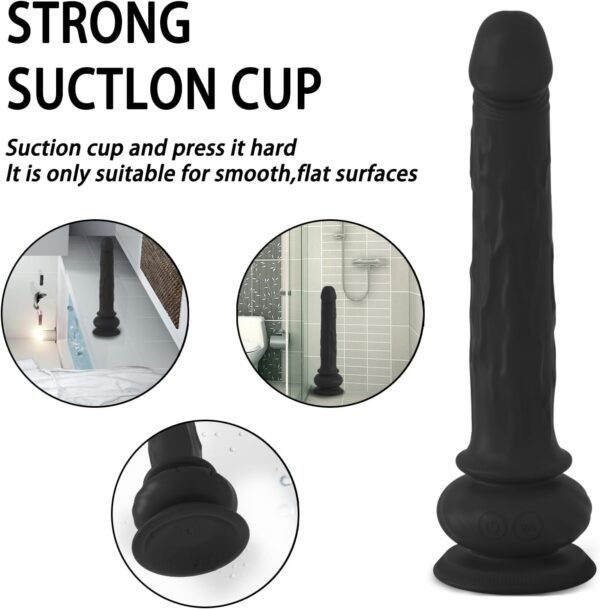 Dildo Anal Vibrator Adult Women Toys,Black Silicone with Suction Cup - Image 2