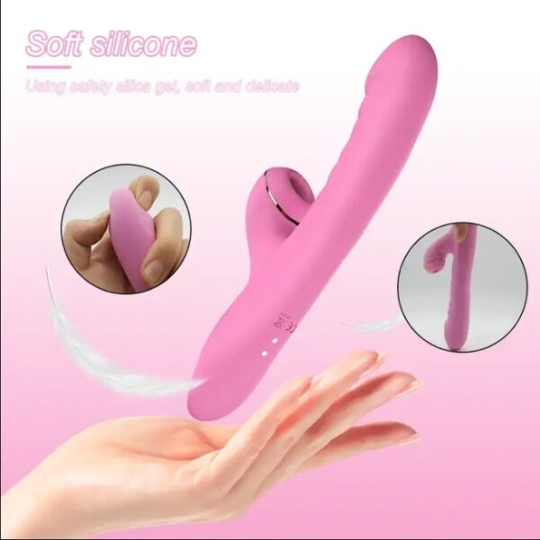 Smart Heating Vibrating Dildo with Clitral Sucking Stimulator - Image 8