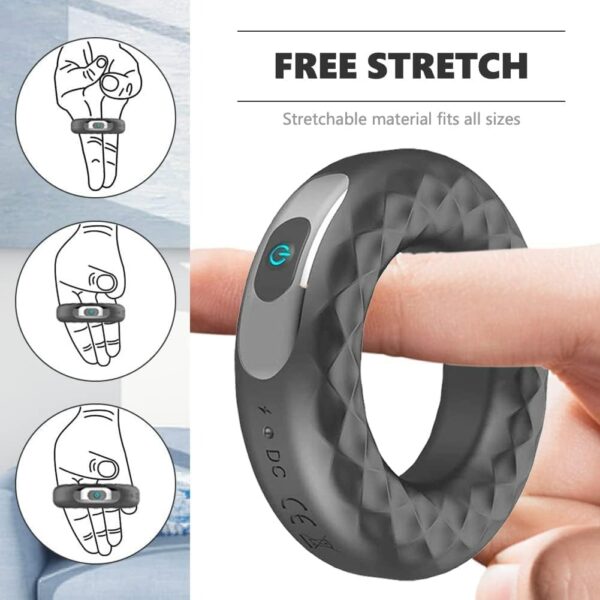 Stretchable Delay Ejaculation Silicone Cock Ring Vibrator - Image 3