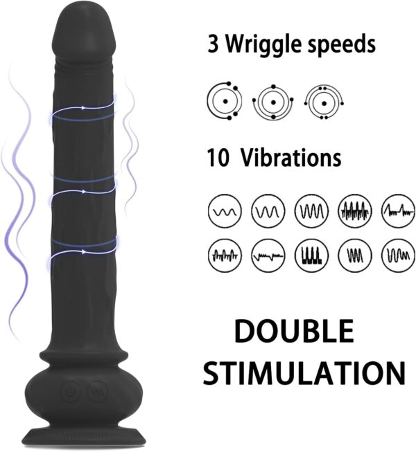 Dildo Anal Vibrator Adult Women Toys,Black Silicone with Suction Cup - Image 3