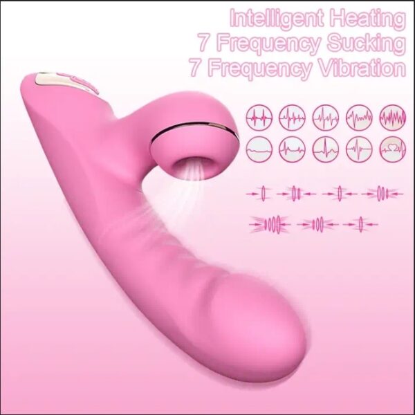Smart Heating Vibrating Dildo with Clitral Sucking Stimulator - Image 6