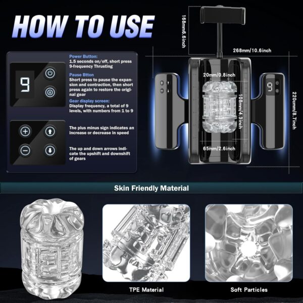 Automatic Male Masturbator,with 9 Thrusting Modes 3D Realistic Textured - Image 5