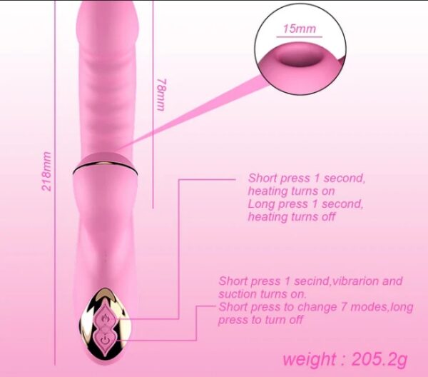 Smart Heating Vibrating Dildo with Clitral Sucking Stimulator - Image 9