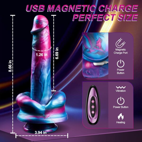 Fantasy Dildos 9''with 3 Thrusting & 7 Vibration & Heating Modes - Image 6