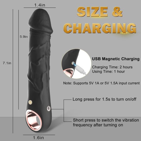 Dildo Vibrator - with 10 Vibrations,Realistic Silicone Dildos - Image 5