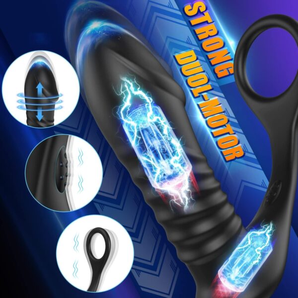 Anal Vibrator,with Thick Penis Ring,3*10 Vibrating&Telescopic - Image 4