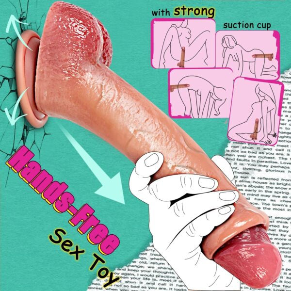 Foreskin Dildos Realistic Movable ,10 Inch Powerful Suction Cup - Image 3