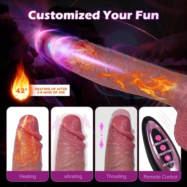 Thrusting Dildo Heating Realistic,9 Vibrations 3 Thrusts - Image 2