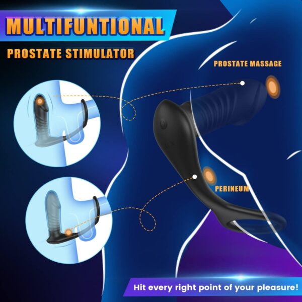 Anal Vibrator,with Thick Penis Ring,3*10 Vibrating&Telescopic - Image 3