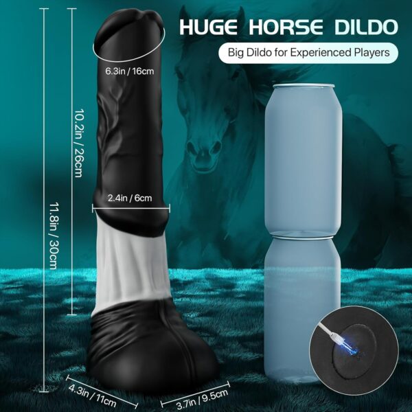 Horse Dildo Vibrator - 11.8" 4IN1 with Remote Control - Image 5
