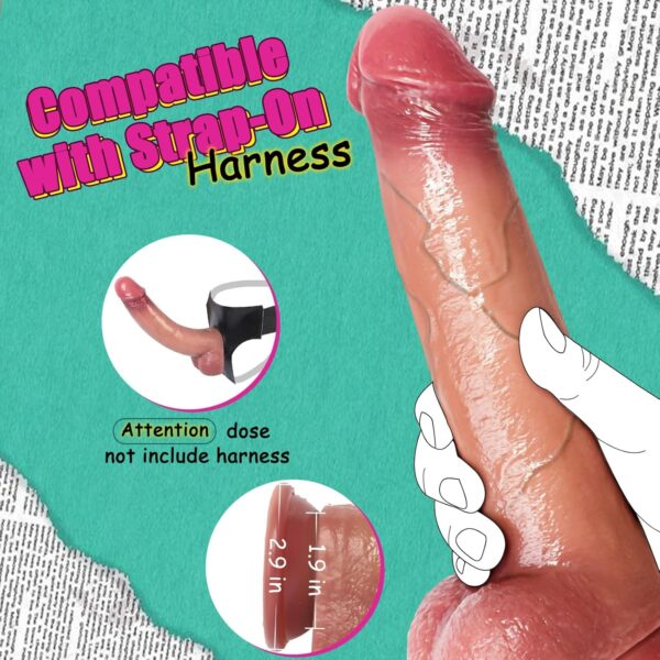 Foreskin Dildos Realistic Movable ,10 Inch Powerful Suction Cup - Image 4
