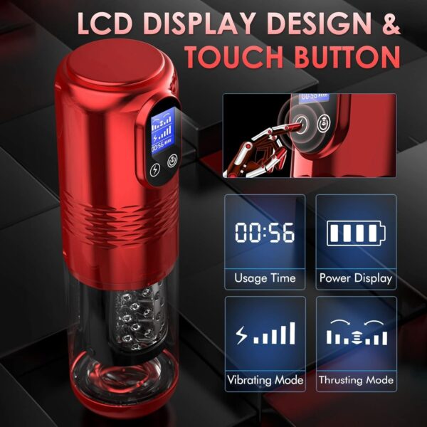Male Masturbator - with 10Vibrating & 6 Thrusting,LCD Display - Image 9