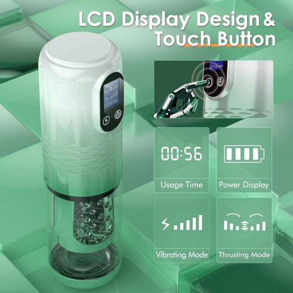 Male Masturbator - with 10Vibrating & 6 Thrusting,LCD Display - Image 14