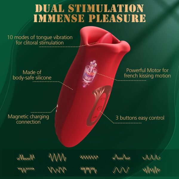 Rose Toys,with 10 Vibration Modes and 10 French Kissing Modes - Image 3