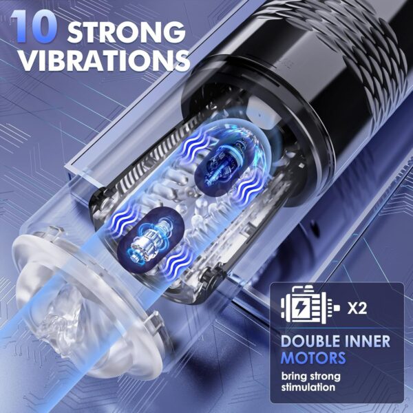 Male Masturbator - with 10Vibrating & 6 Thrusting,LCD Display - Image 3