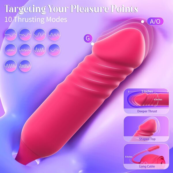 Rose Sex Toy with Thrusting G Spot Vibrators & 10 Sucking Modes - Image 5