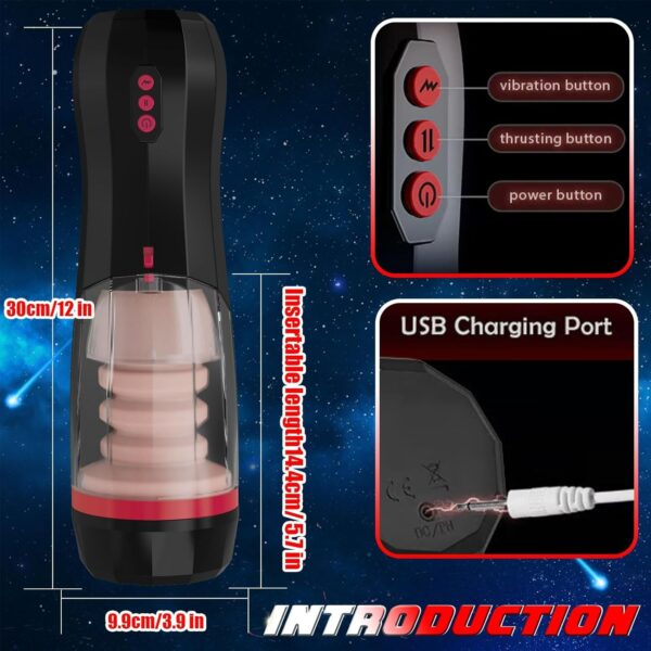 Male Masturbator with Real Vagina,with 5 Thrusting&10Vibration - Image 6