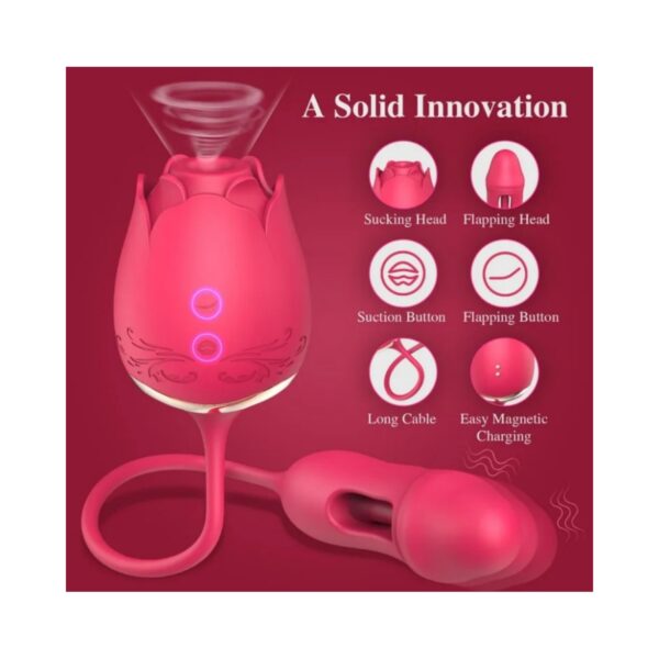 Rose Sex Toys Sucking Vibrator,with 10 Suctions 10 Flapping Modes - Image 2