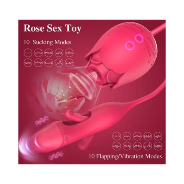 Rose Sex Toys Sucking Vibrator,with 10 Suctions 10 Flapping Modes - Image 3